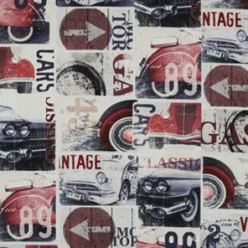 Canvas Vintage Cars Rot/Ecru